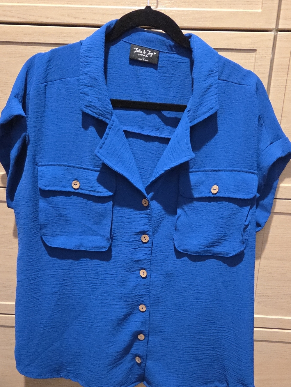 Jolie & Joy Royal Blue Short Sleeve Button Front Shirt